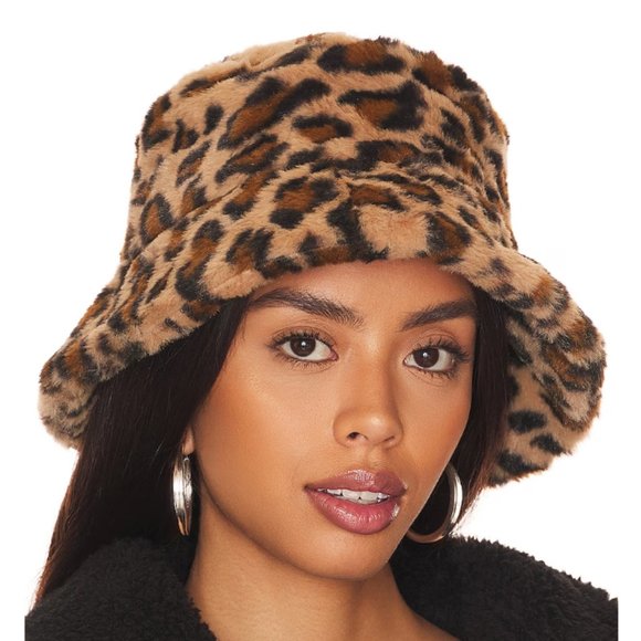 Anaya Leopard Print Bucket Faux Fur Hat - Picture 2 of 4